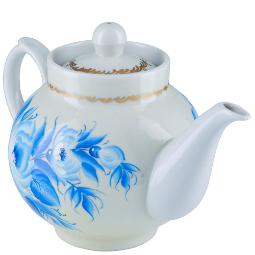 Чайник заварочный для самовара с художественной росписью «Гжель с цветами», уценка