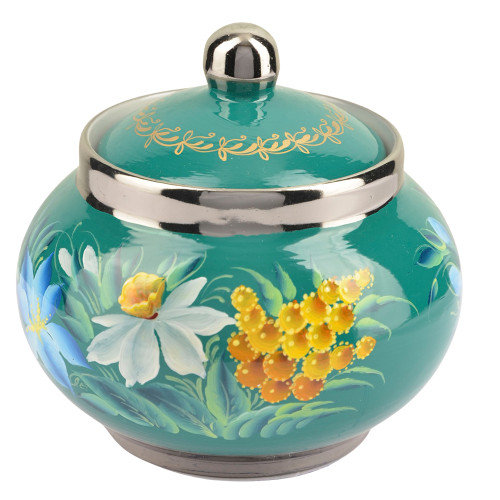 Сахарница с художественной росписью «Нарциссы на зелёном» 