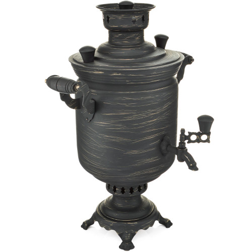 Самовар комбинированный 5 литров формы «Банка» золотые нити в патине, категория «Эксклюзив»