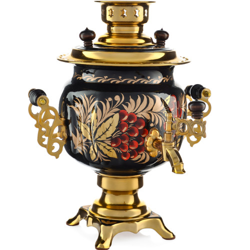 Самовар электрический 3 литра с худ. росписью «Хохлома гроздья ягод» формы «Овал» 