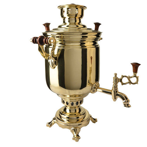 Самовар комбинированный 7 литров формы «Банка», литьё, золотой, категория «Люкс»
