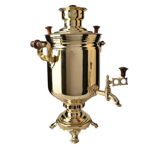 Самовар комбинированный 5 литров формы «Банка с вибронакаткой», золотой, категория «Люкс»