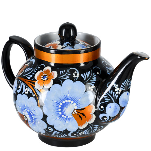 Чайник заварочный для самовара с художественной росписью «Голубые цветы»