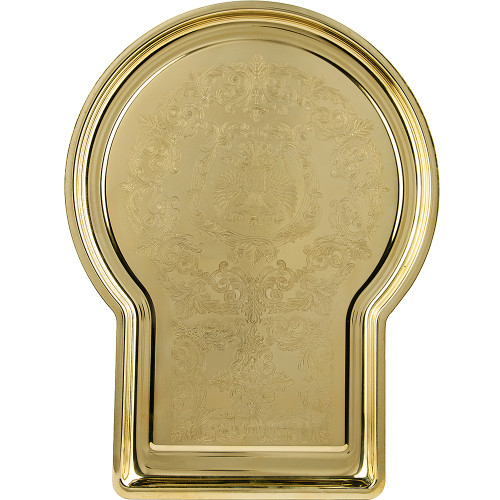 Поднос для самовара формы «Замочная скважина» с гравировкой, золотой