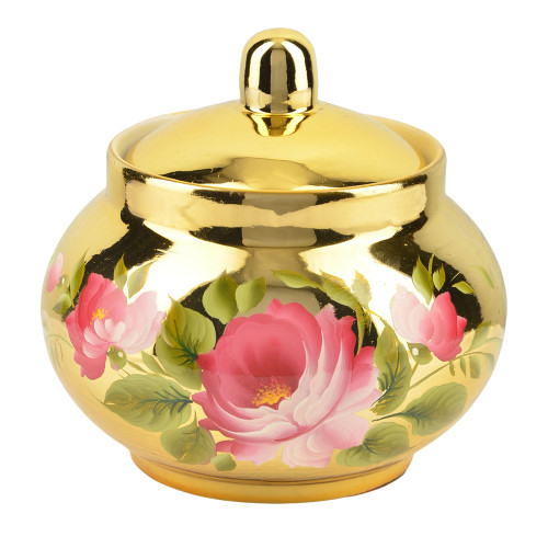 Сахарница с художественной росписью «Пионы на золотом» 