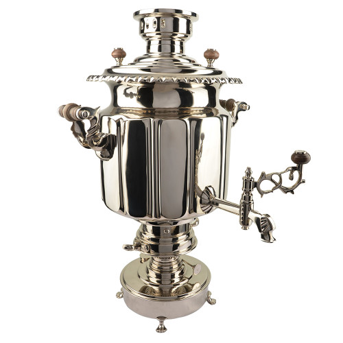 Самовар антикварный жаровой на спирте 8 литров формы «Фонарь» Б.Г. Тейле, серебристый