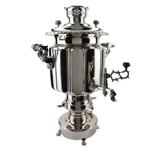 Самовар антикварный жаровой на спирте 9 литров формы «Фонарь» Б.Г. Тейле, серебристый