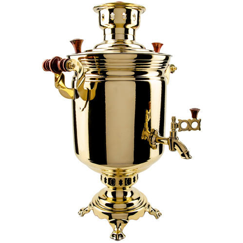 Самовар комбинированный 7 литров формы «Банка с вибронакаткой», золотой, категория «Люкс»