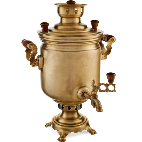 Самовар комбинированный на 5 литров формы «Банка», травление по латуни, категория «Эксклюзив» 