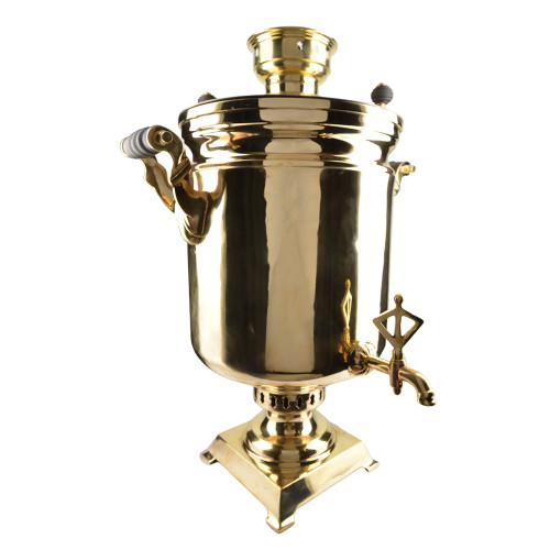 Самовар буфетный на дровах 40 литров, кран «Ключ», золотой 