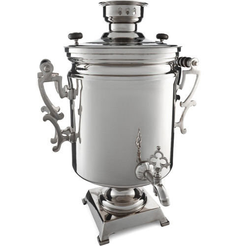 Самовар буфетный электрический 45 литров, фигурные ручки, кран «Ветка», серебристый