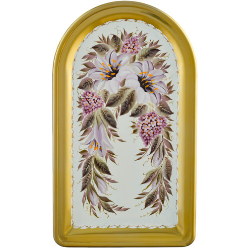 Поднос для самовара формы «Пуля» с художественной росписью «Лилии на белом в золоте»