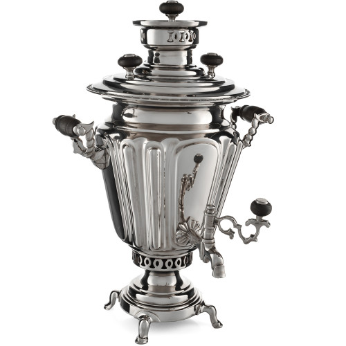 Самовар антикварный на дровах 4 литра формы «Рюмка гранная» Тулякова, серебристый