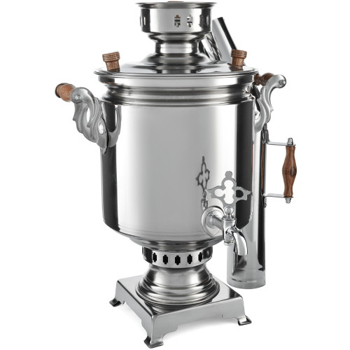 Самовар на дровах 7 литров формы «Банка» нержавеющая сталь, серебристый