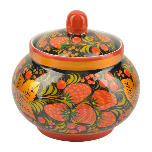 Сахарница с художественной росписью «Клубника в зелени №2» 