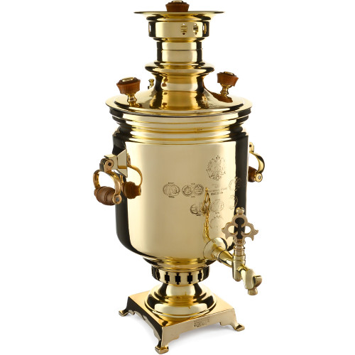 Самовар антикварный на дровах 6,5 литров формы «Банка» Н.И. Баташева с медалями, золотой