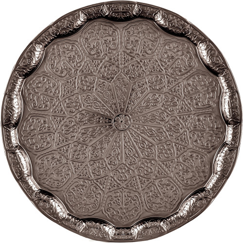 Поднос для самовара круглый, цвета «Патинированной латуни», рельефный