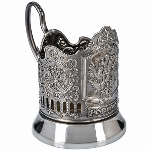 Подстаканник никелированный с чернью «Герб Российской Федерации»