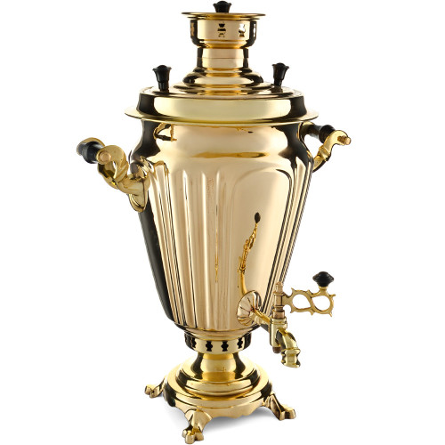 Самовар на дровах 7 литров формы «Рюмка гранная», литьё, золотой, категория «Дачный»