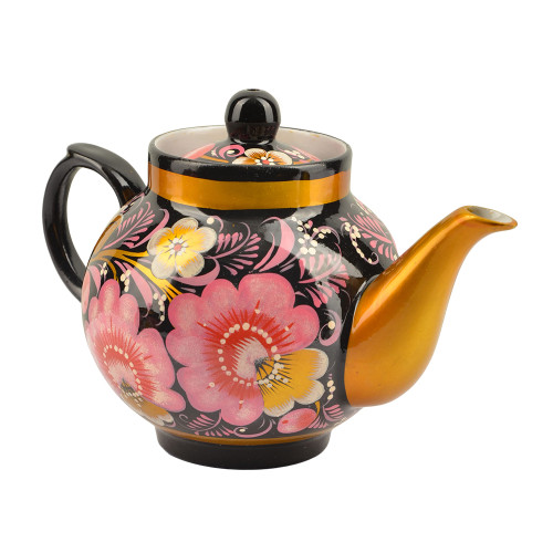 Чайник заварочный для самовара с художественной росписью «Розовые цветы»