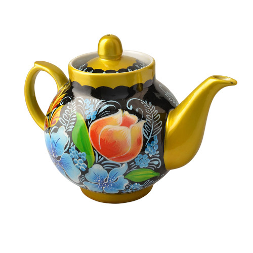 Чайник заварочный для самовара с художественной росписью «Букет с сиренью»