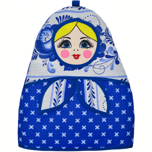 Грелка на заварочный чайник «Матрёшка с аппликацией Гжель»