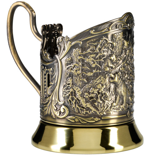 Подстаканник латунный «Мишки в лесу»