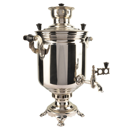 Самовар на дровах 7 литров формы «Банка с вибронакаткой», серебристый, категория «Дачный»