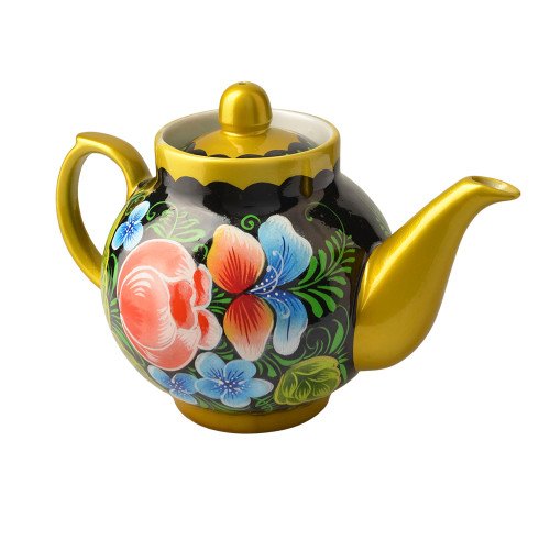 Чайник заварочный для самовара с художественной росписью «Букет с васильками»