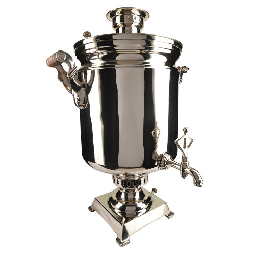 Самовар буфетный на дровах 40 литров с трубой, кран «Ключ», серебристый, категория «Люкс» 