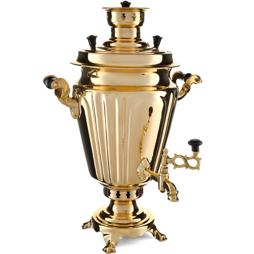 Самовар на дровах 7 литров формы «Рюмка гранная», золотой, категория «Дачный»