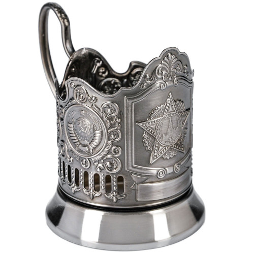 Подстаканник никелированный с чернью «Орден Победы. Герб СССР»