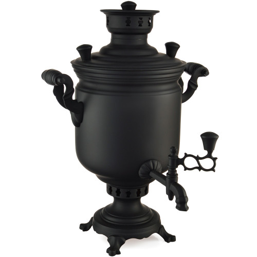 Самовар на дровах 5 литров формы «Банка», литьё, категория «Эксклюзив», «Графит»