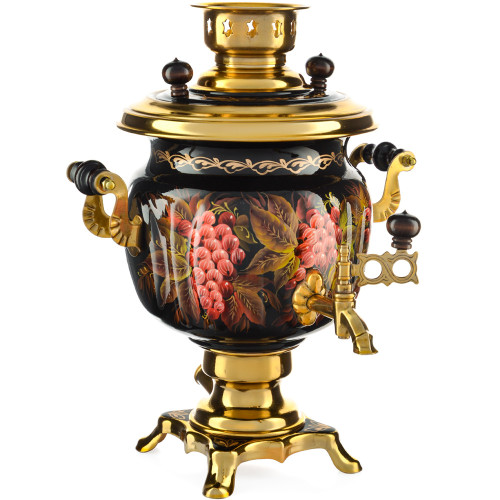 Самовар электрический 3 литра с художественной росписью «Красная смородина» формы «Овал»