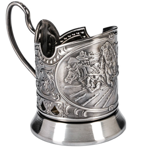 Подстаканник никелированный с чернью «Тройка»