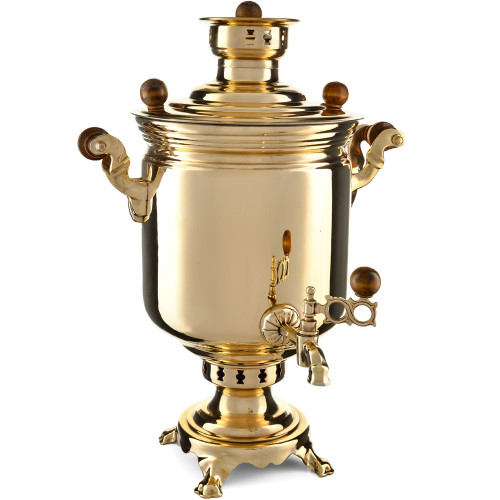 Самовар на дровах 7 литров формы «Банка», золотой, категория «Дачный»