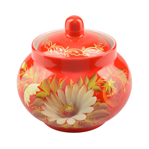 Сахарница с художественной росписью «Ромашки с клубникой» 