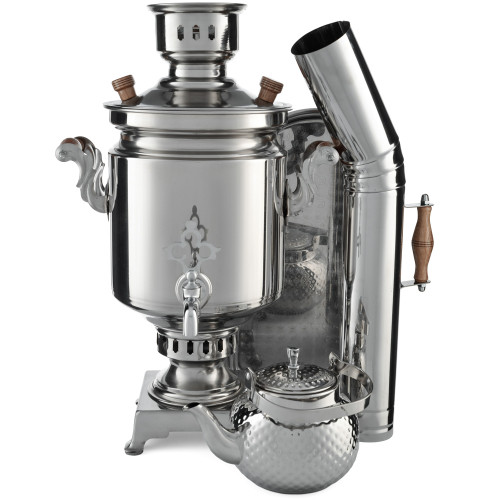 Самовар на дровах из нержавейки 7 литров формы «Банка» в наборе 