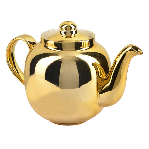 Чайник большой заварочный фарфоровый для самовара с напылением под «Золото»
