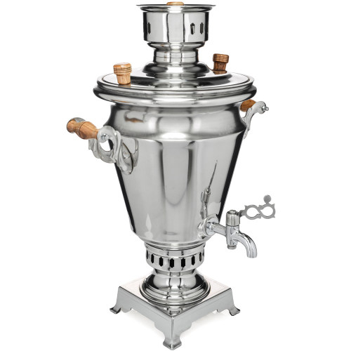 Самовар на дровах 5 литров формы «Рюмка», нержавеющая сталь, серебристый