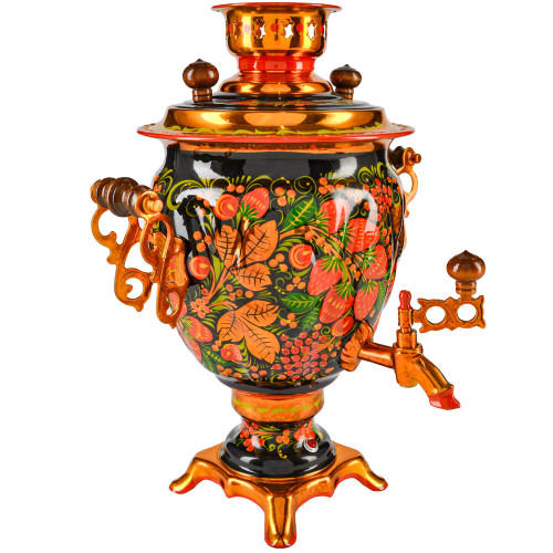 Самовар электрический 3 л с автоотключением, худ. росп. «Хохлома с ягодами в зелени» формы «Жёлудь»