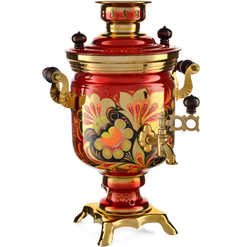 Самовар электрический 3 литра с автоотключением,  худ. росписью «Хохлома» формы «Банка»