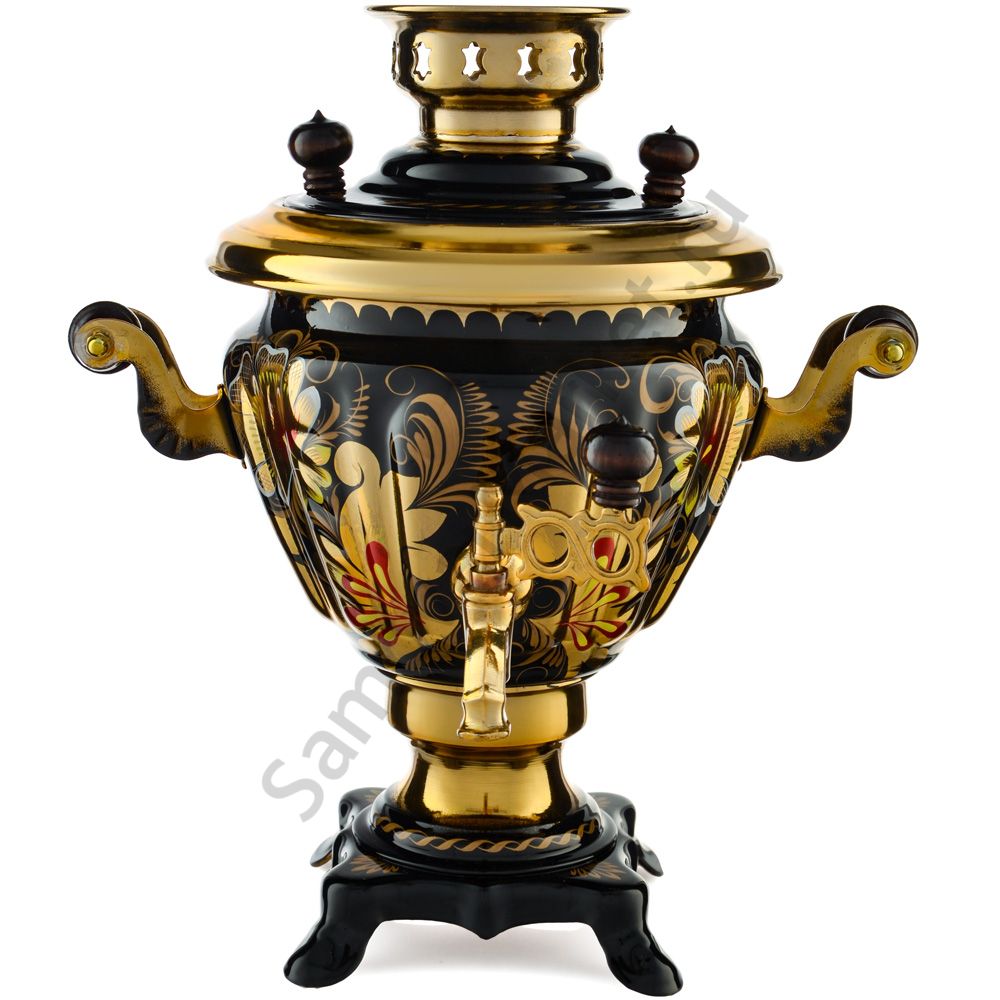 Самовар электрический 2 литра с художественной росписью «Кудрина чёрная» формы «Чаша» Самовар электрический 2 литра с художественной росписью «Кудрина чёрная» формы «Чаша»