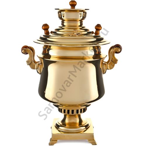 Самовар антикварный на дровах 5 литров формы «Полуваза», золотой