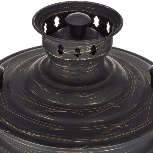 Самовар комбинированный 7 литров формы «Банка с гербом РФ» золотые нити в патине 