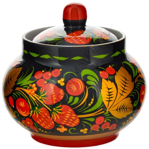 Сахарница с художественной росписью «Хохлома с ягодами в зелени» 