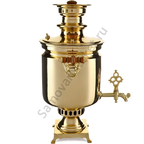 Самовар антикварный на дровах 6 литров формы «Банка» Н.И. Баташева с медалями, золотой