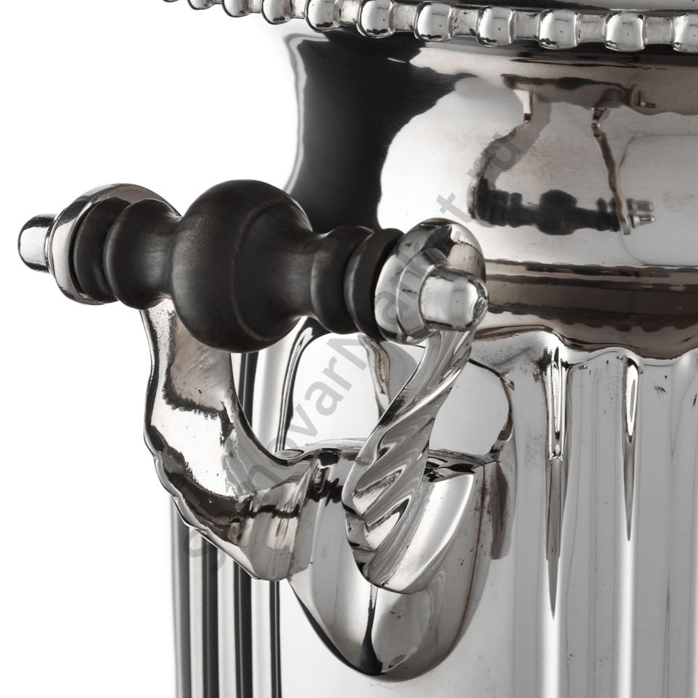 Самовар антикварный комбинированный 5,5 литров формы «Фонарь» Бр. Шемариных, с трубой, серебристый Самовар антикварный комбинированный 5,5 литров формы «Фонарь» Бр. Шемариных, с трубой, серебристый