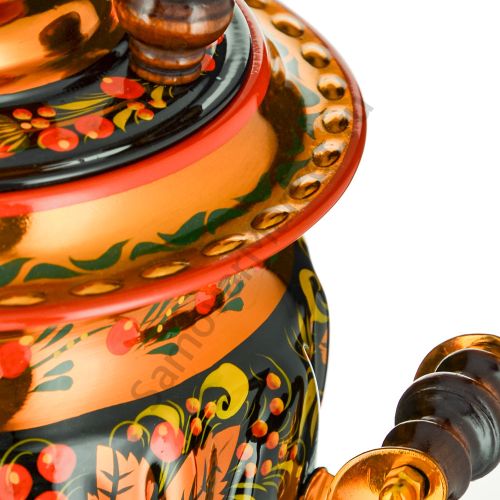 Самовар электрический 3 литра с художественной росписью «Клубника в зелени №2» формы «Жёлудь» 