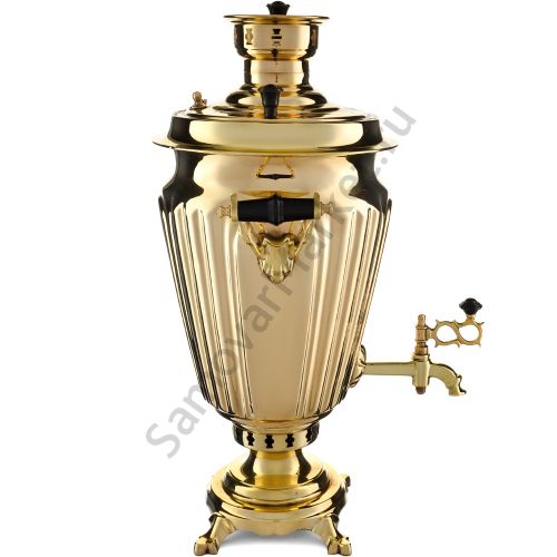 Самовар на дровах 7 литров формы «Рюмка гранная», литьё, золотой, категория «Дачный»